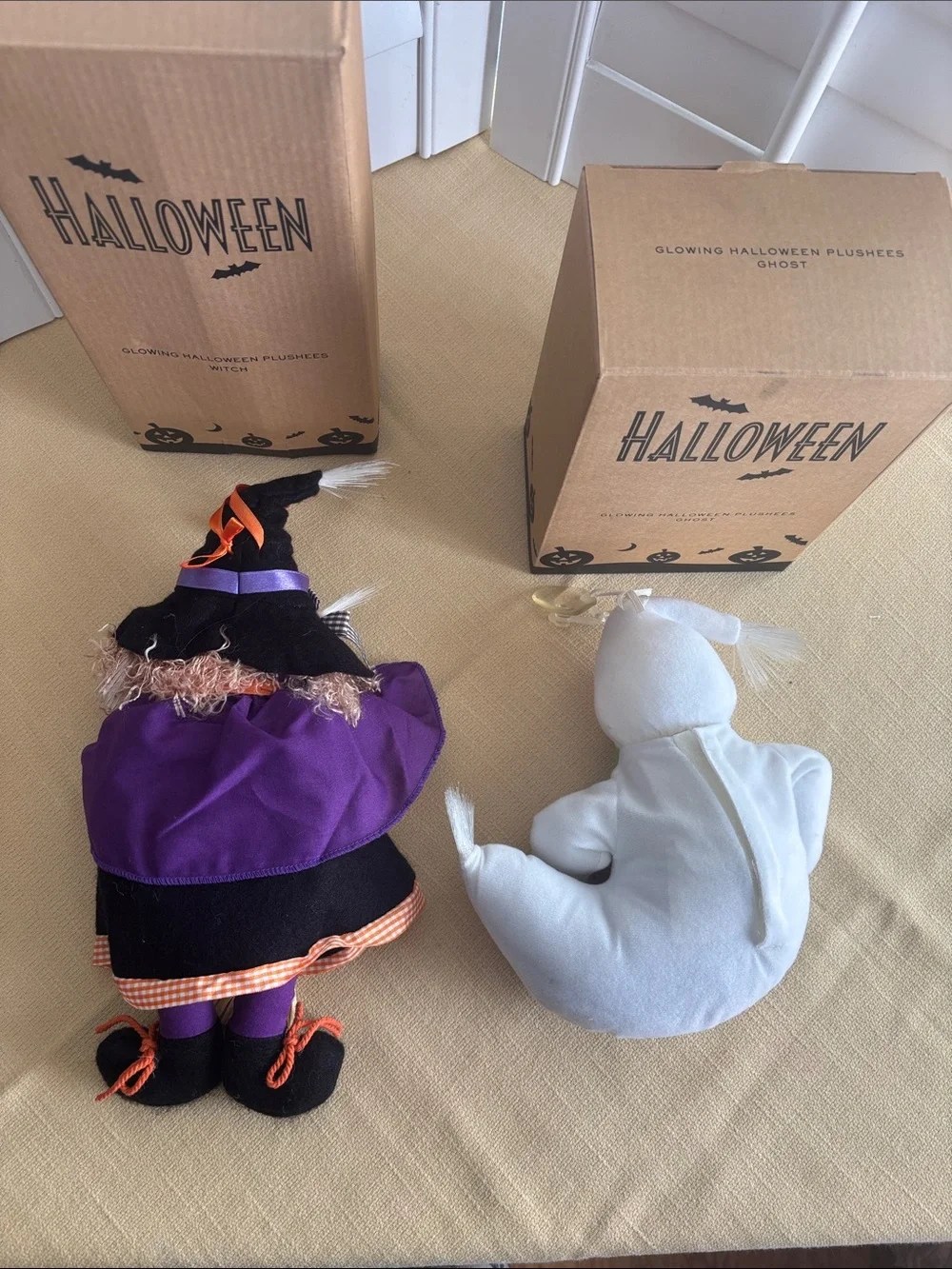 Vintage Avon Halloween Witch & Ghost Plush Window Ornaments w/ Boxes